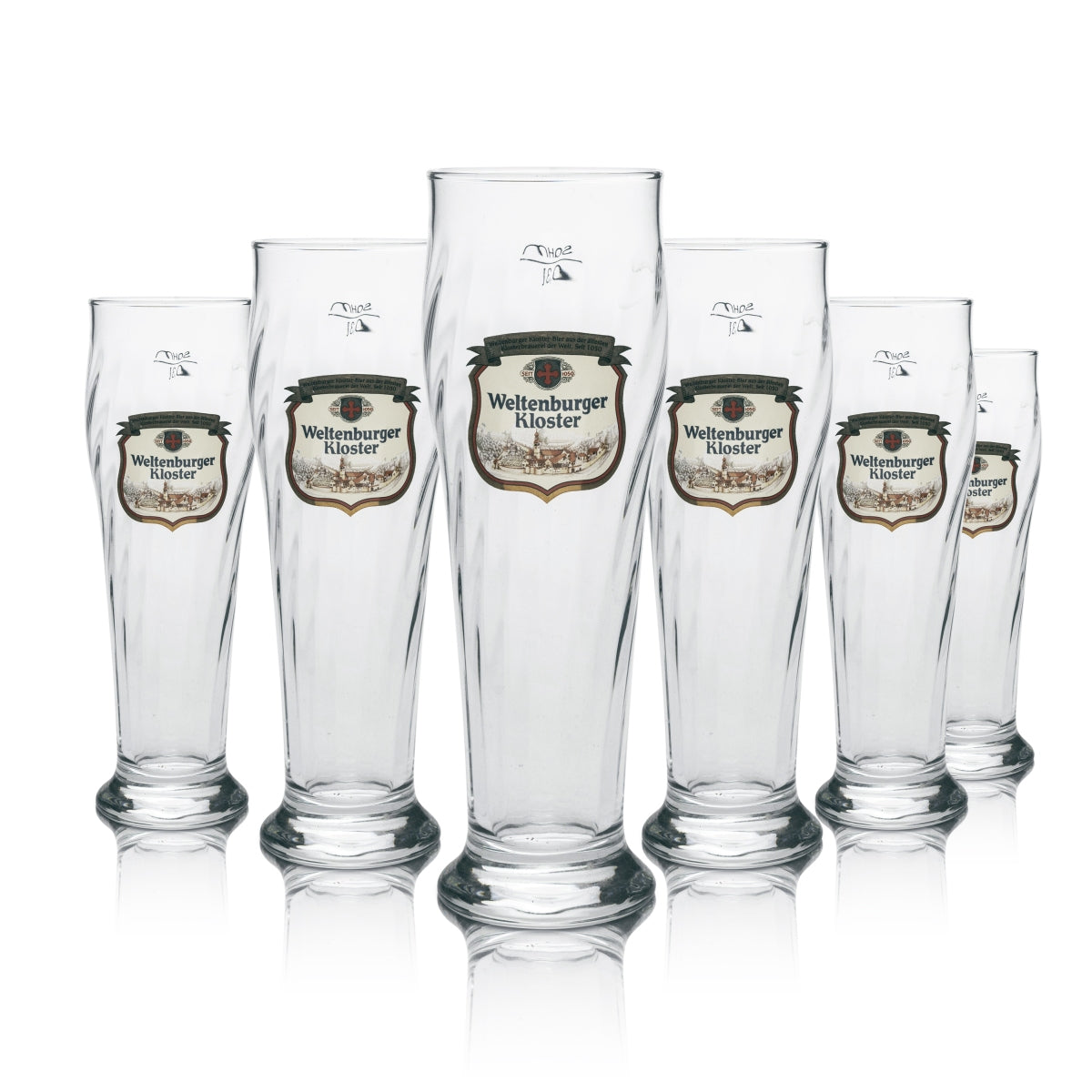 6 verres à bière Weltenburger Kloster Bier Weizen 0,3 l avec relief Sahm