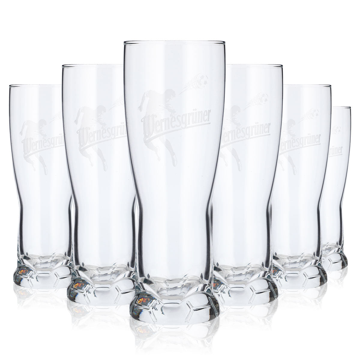 Verre à bière Wernesgrüner 0,37 l, verre de football, verre à bière en relief (lot de 6)