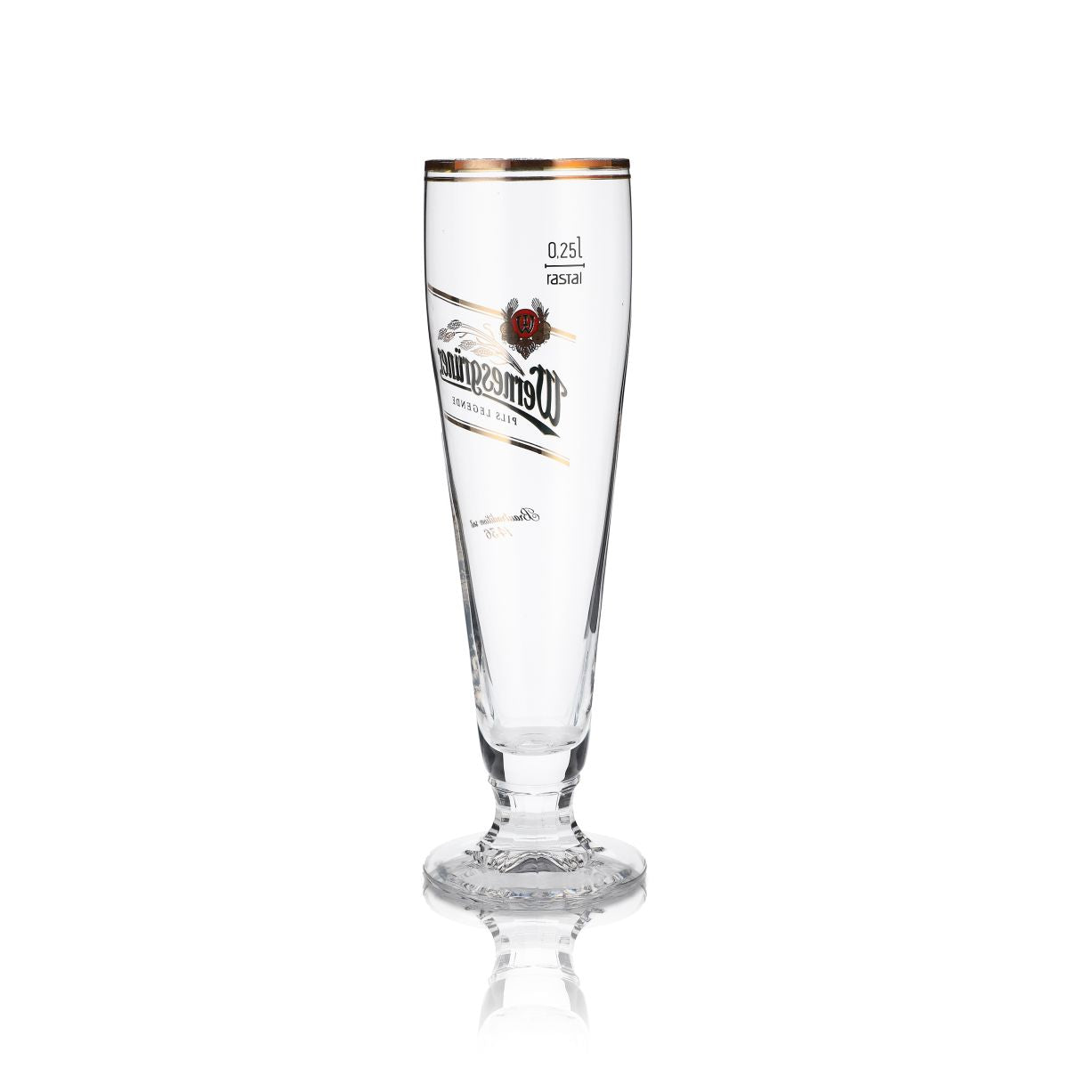 6 verres Wernesgrüner 0,25 l Verres à pied Tulipe à bière Bord doré Set de verres Brasserie – Vue 3