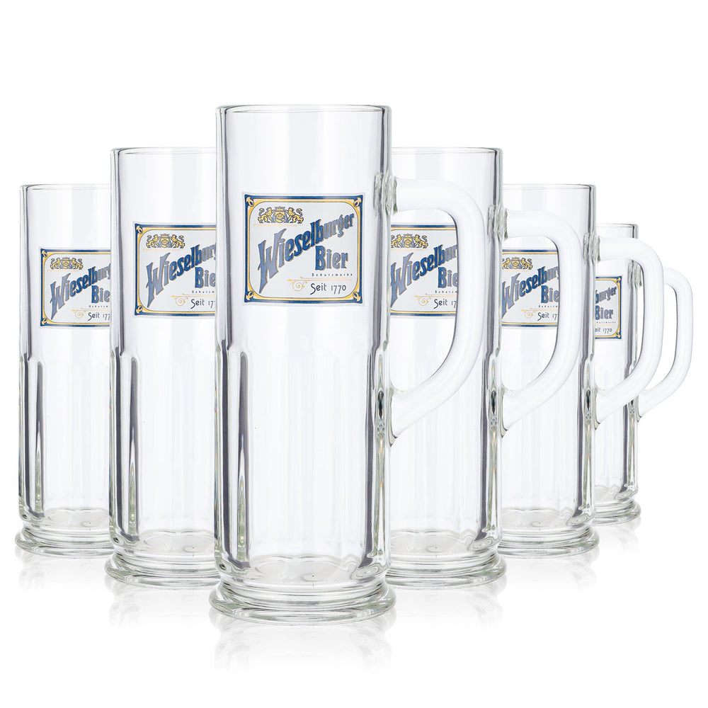 Lot de 6 verres à bière Wieselburger de 0,3 l, modèle « Krug », marque déposée Sahm depuis 1770 (lot de 6)
