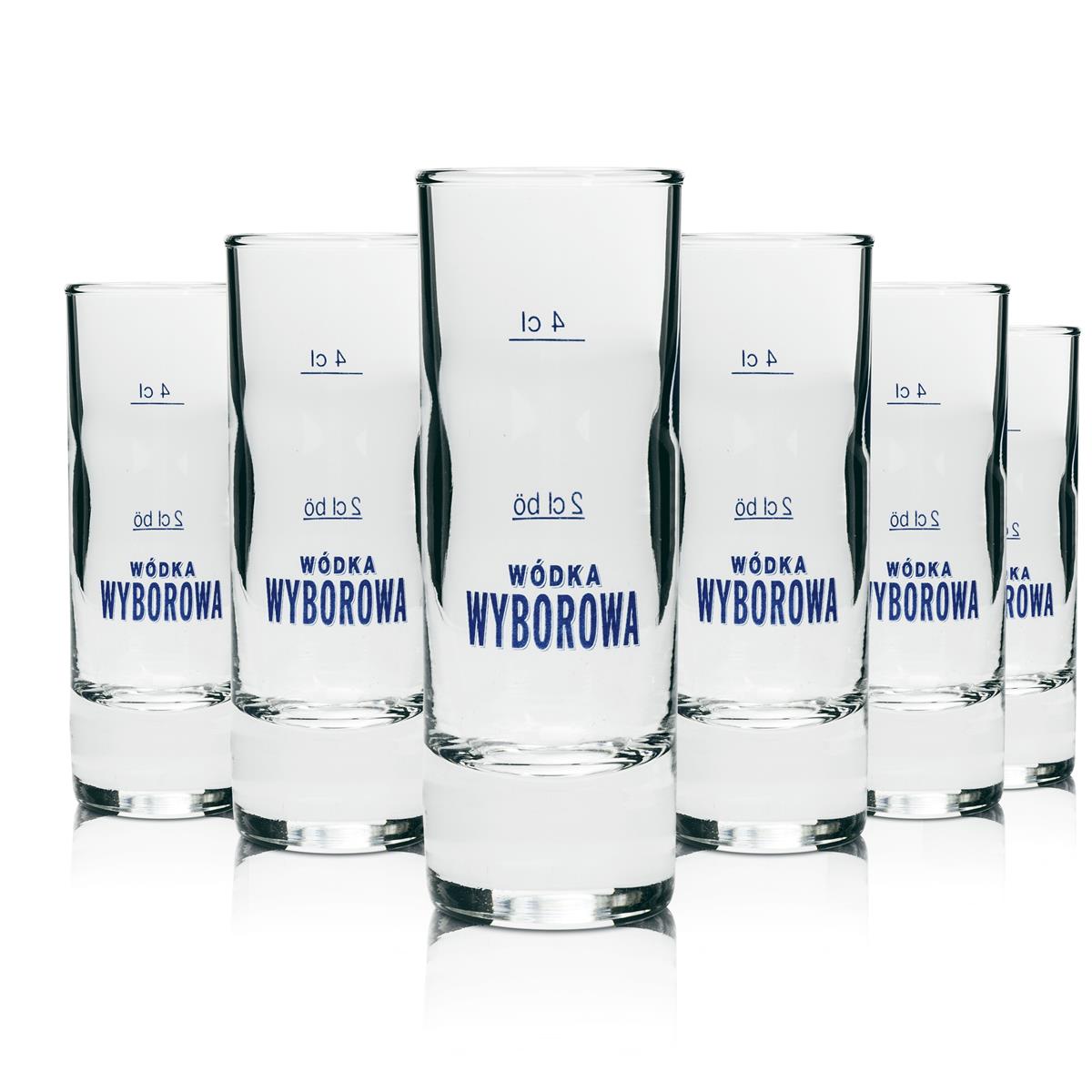 6 verres à shot Wyborowa Vodka 4 cl chêne 6,5 cl