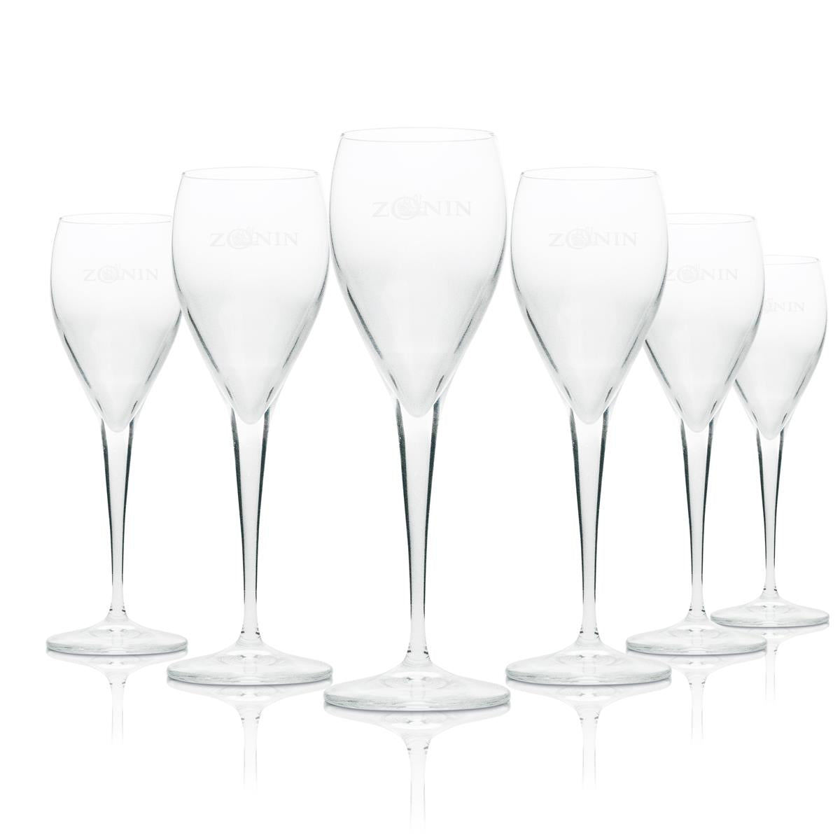 6 flûtes à prosecco Zonin avec logo, 100 ml