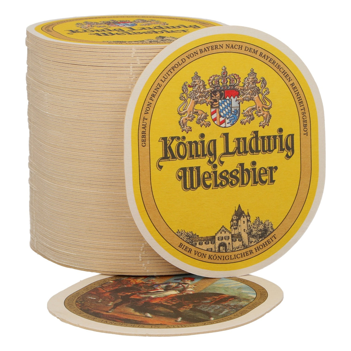 70 sous-verres « König Ludwig » pour bière blanche « König Otto », forme ovale