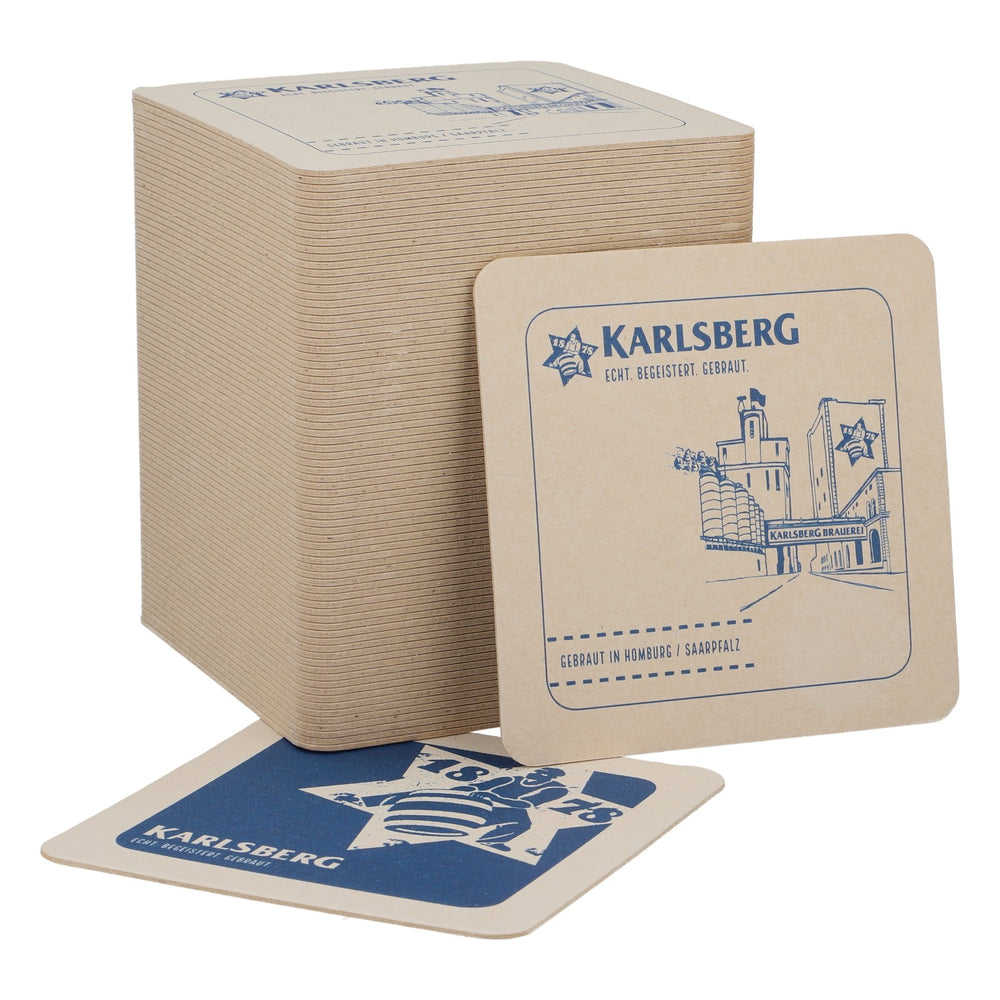 80 sous-verres Karlsberg Bier sous-verres en verre accessoires de bar château logo bleu