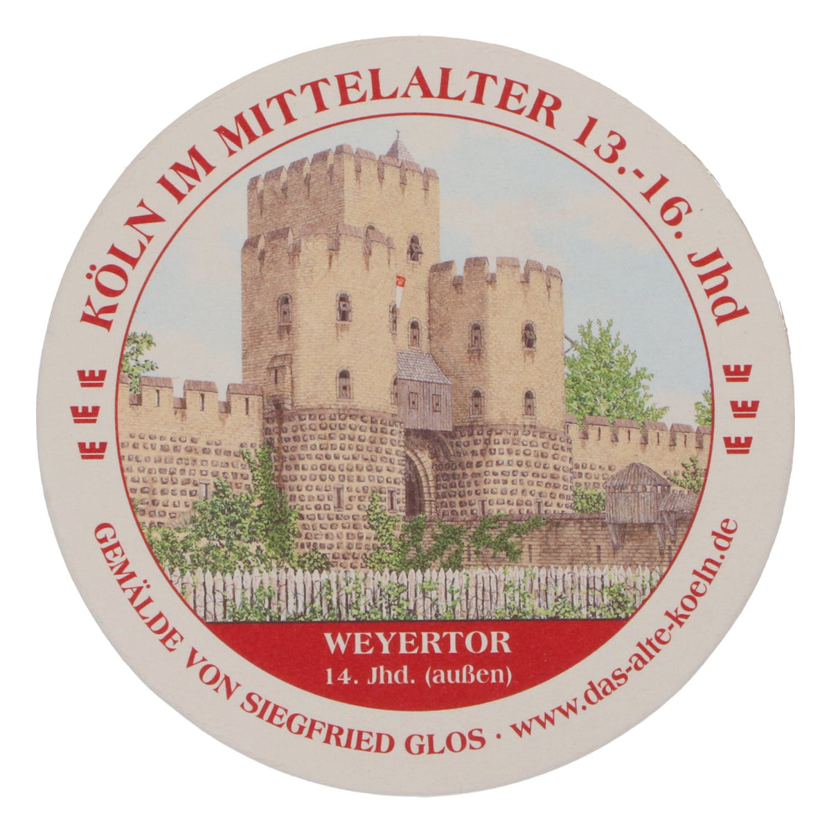 80x sous-verres Reissdorf « Cologne au Moyen Âge » Weyertor (extérieur) – Vue 3