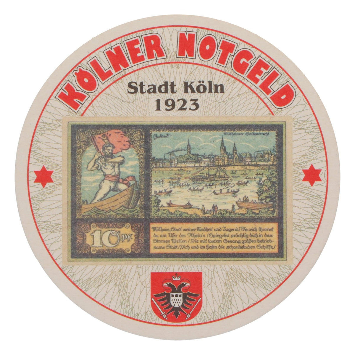 80x sous-verres Reissdorf « Kölner Notgeld » (monnaie de nécessité de Cologne) 10 pfennigs – Vue 3