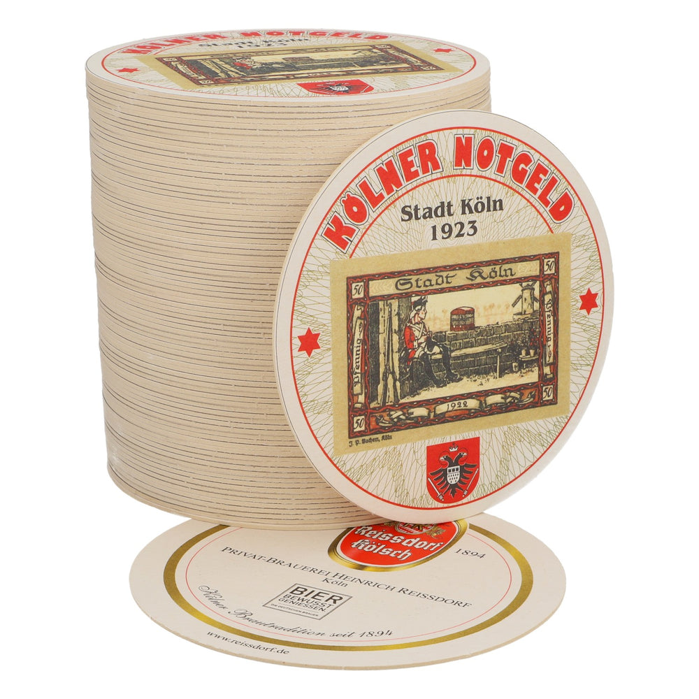 80x sous-verres Reissdorf « Kölner Notgeld » (monnaie de nécessité de Cologne) 50 pfennigs V2