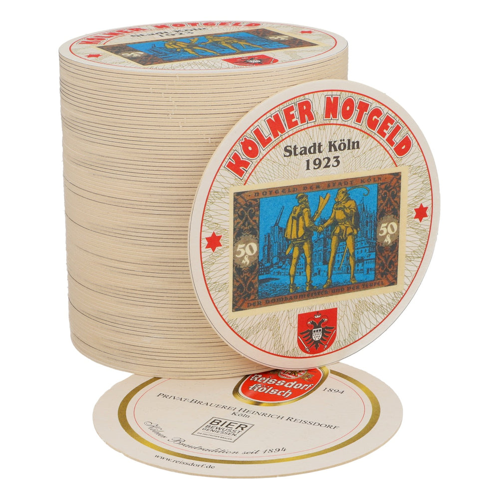 80x sous-verres Reissdorf « Kölner Notgeld » (monnaie de nécessité de Cologne) 50 pfennigs V3