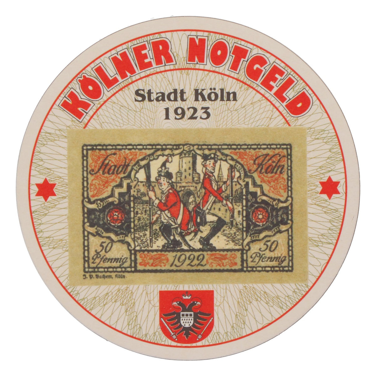 80x sous-verres Reissdorf « Kölner Notgeld » (monnaie de nécessité de Cologne) 50 pfennigs V1 – Vue 3