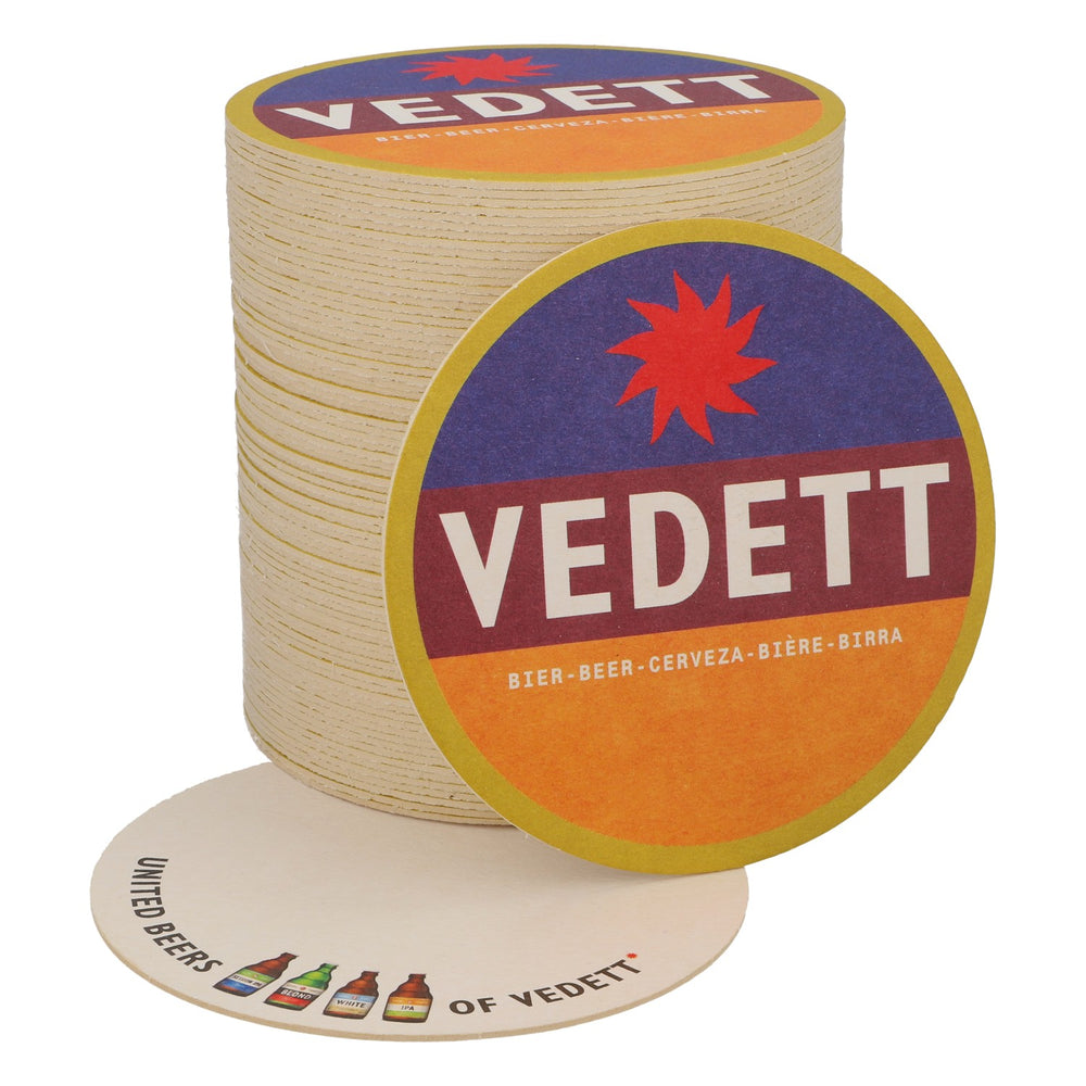 80x sous-verres Vedett Beer Coasters Sous-verres en verre Bleu/ rouge/ orange