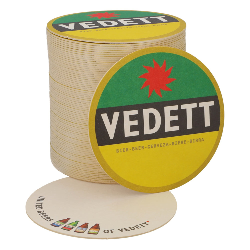 80x sous-verres Vedett Beer Coasters Sous-verres en verre Vert/ noir/ jaune
