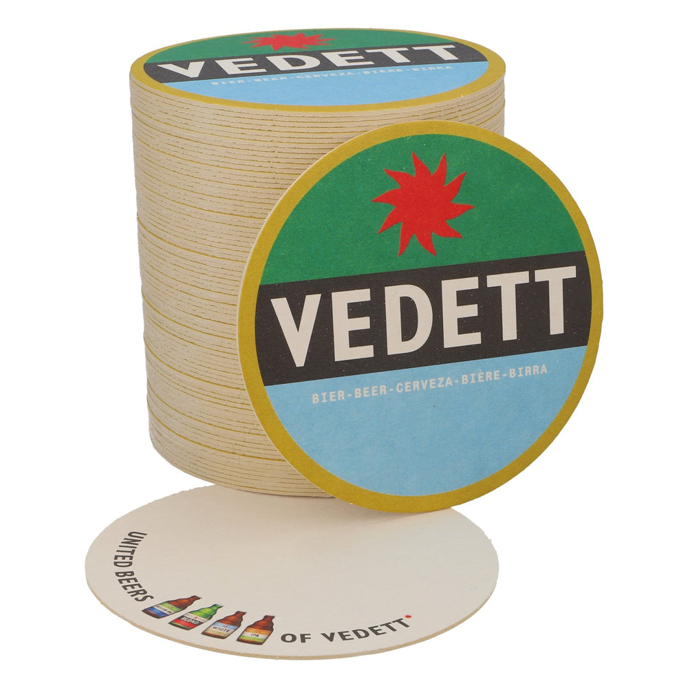 80 sous-verres Vedett Beer Coasters Sous-verres en verre Vert/ noir/ bleu clair