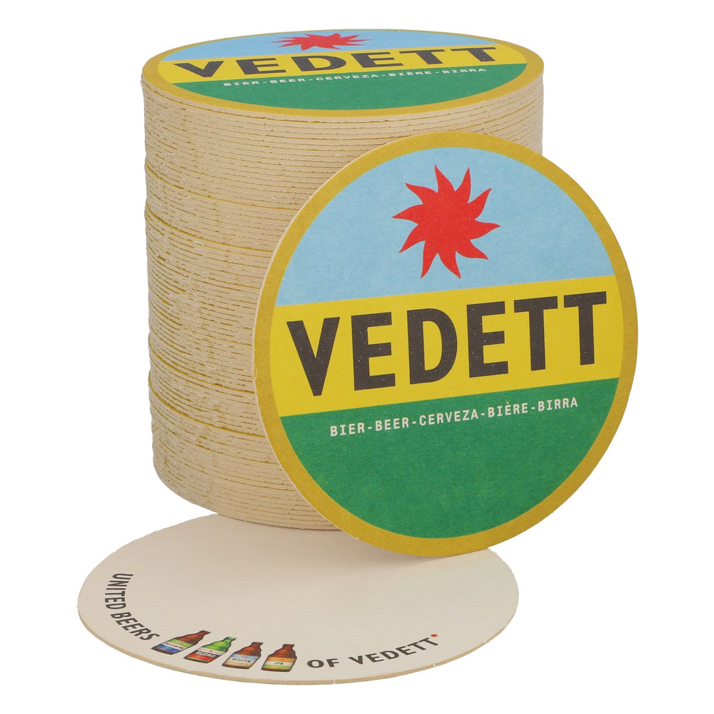 80 sous-verres Vedett Beer Coasters Sous-verres en verre Bleu clair/jaune/vert