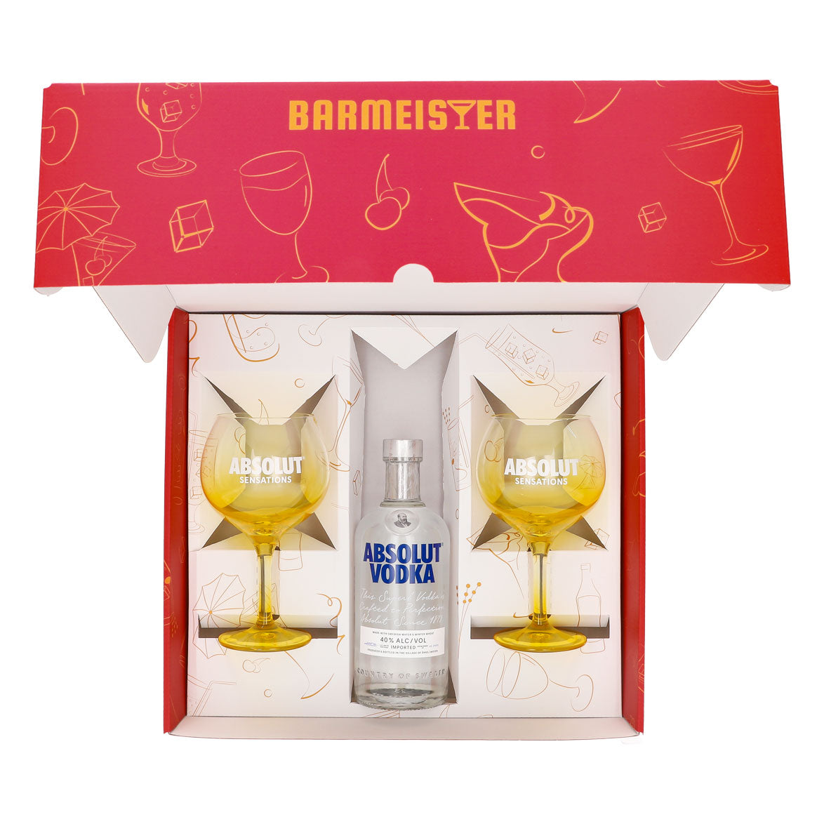 Absolut Vodka Geschenkset 0,7l Flasche 40 % Vol. + Ballongläser Sensation–Pink – Ansicht 5