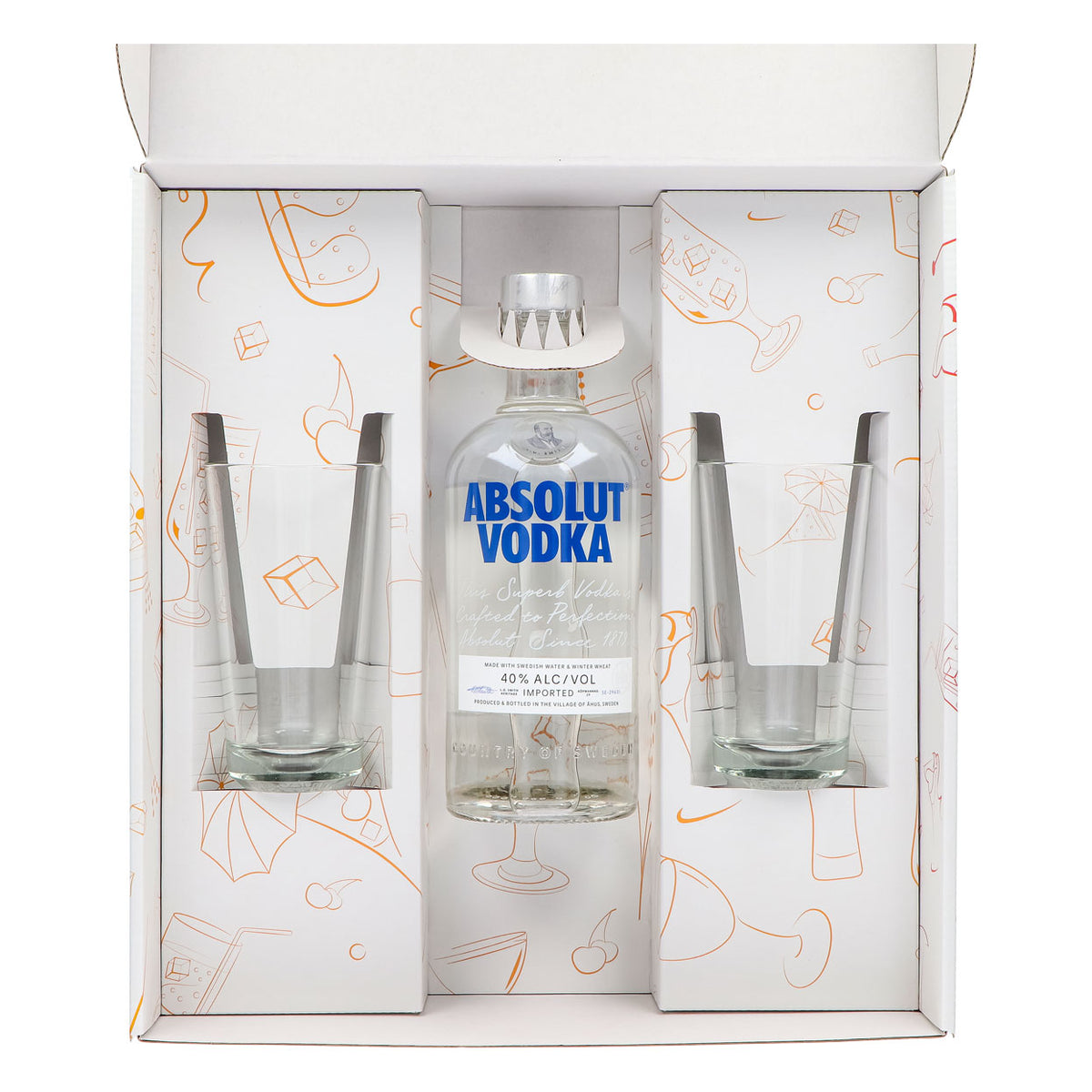 Absolut Vodka Geschenkset 0,7l Flasche 40 % Vol. + Gläser Grcic–weiß – Ansicht 3