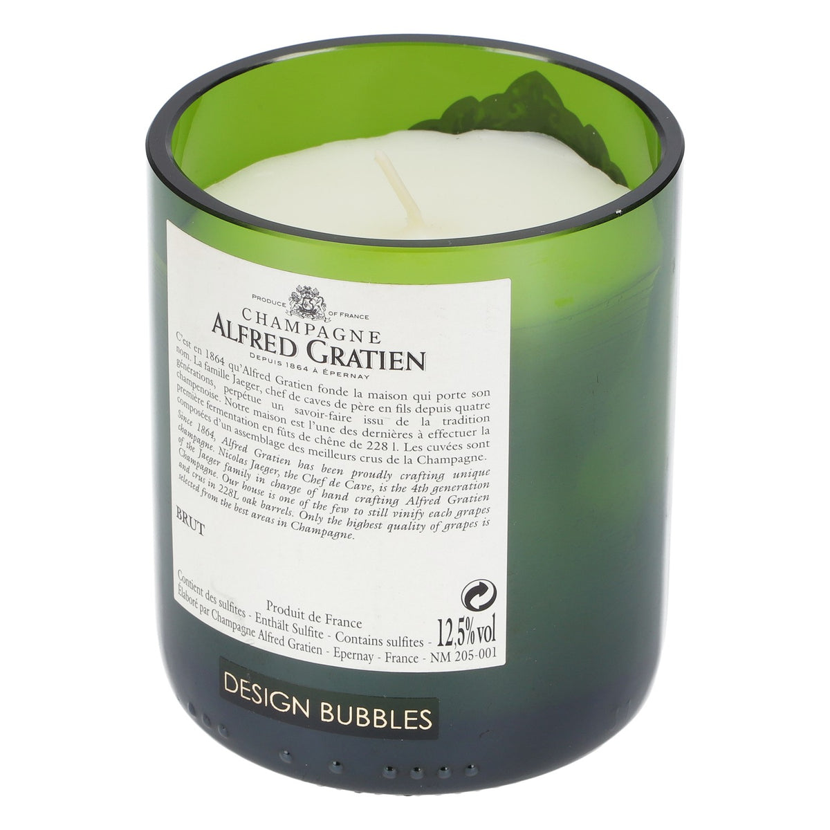 Bougie Alfred Gratien Champagne en verre vert, design Bubbles – Vue 3