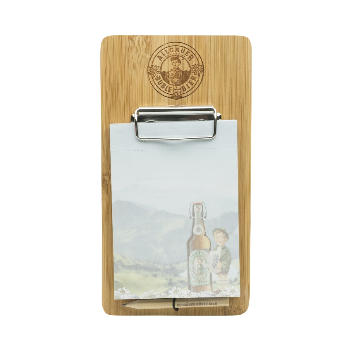 Bloc-notes magnétique Algäuer Büble Bière Papier Stylo Aide pour les courses, le bar et la cuisine Bois
