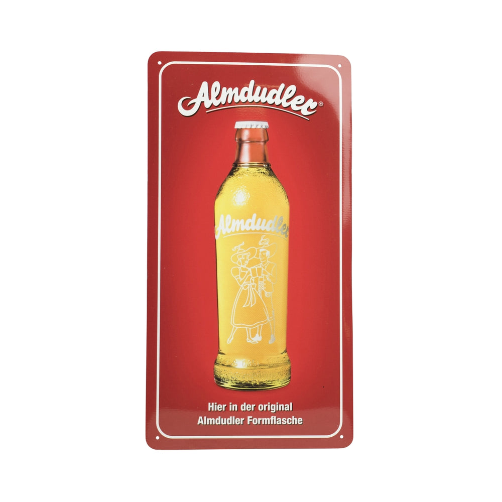 Almdudler Limonade Panneau 12x23cm Panneau en tôle rouge Tableau mural Look rétro Publicité