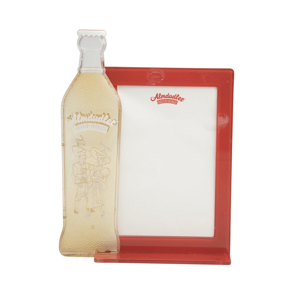 Almdudler Limonade Présentoir de table A6 15x20cm Décoration de bar Porte-menu Logo