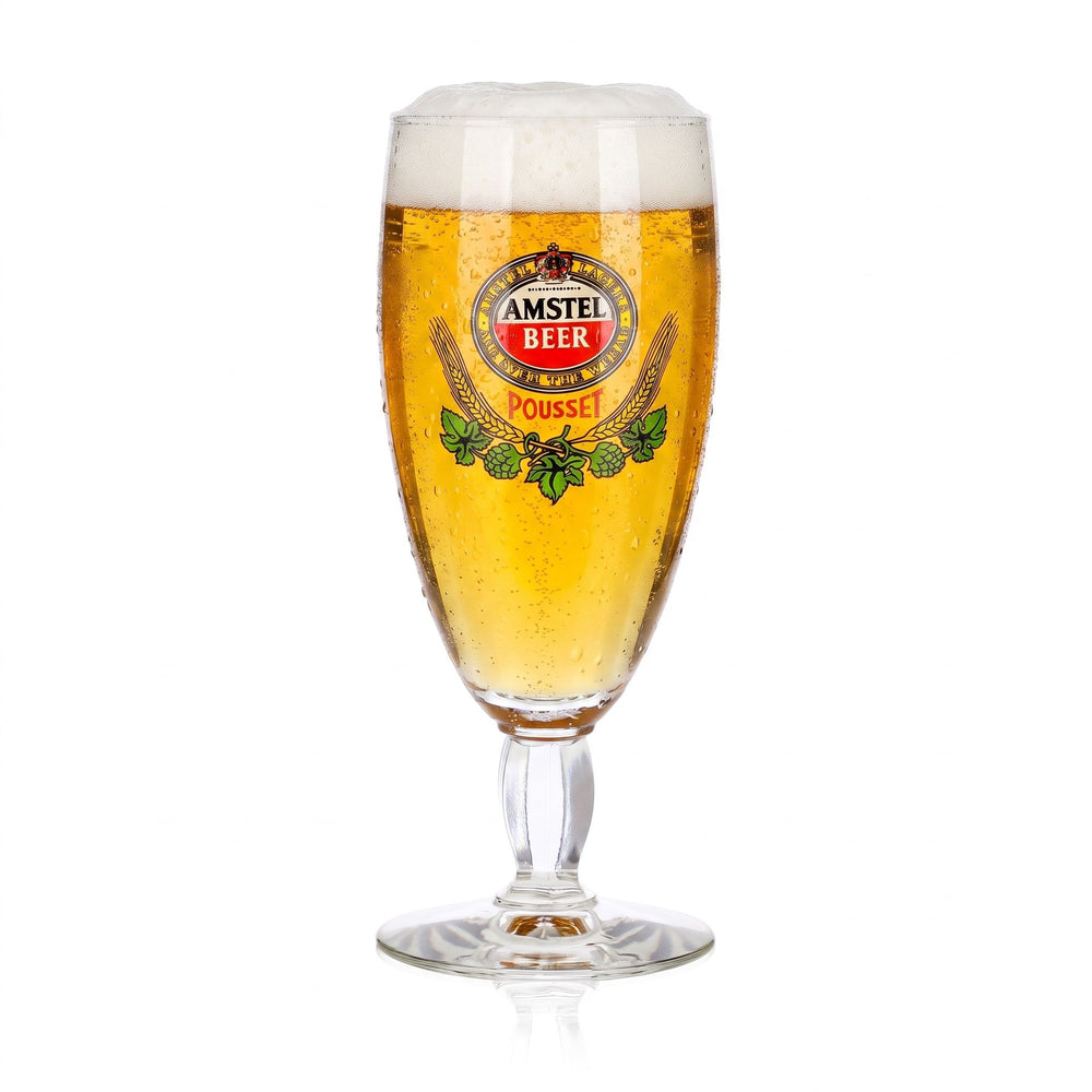 Verre à bière Amstel 0,33 l, forme coupe, Pousset, pied carré, Durobor