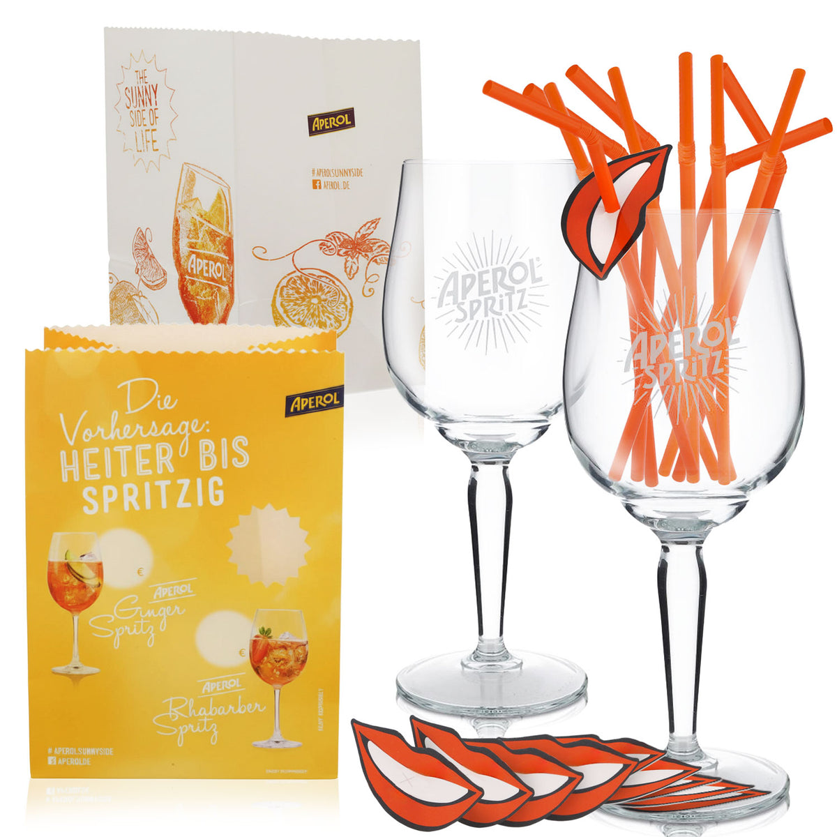 Ensemble Aperol Spritz Bar comprenant 2 verres Signature, des pailles et des photophores