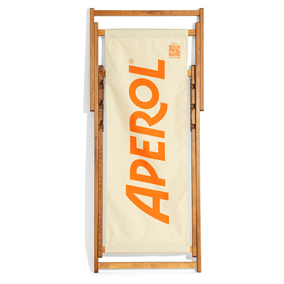 Chaise longue Aperol Spritz Chaise de plage Chaise de terrasse Blanc Structure en bois Inscription Liqueur – Vue 6