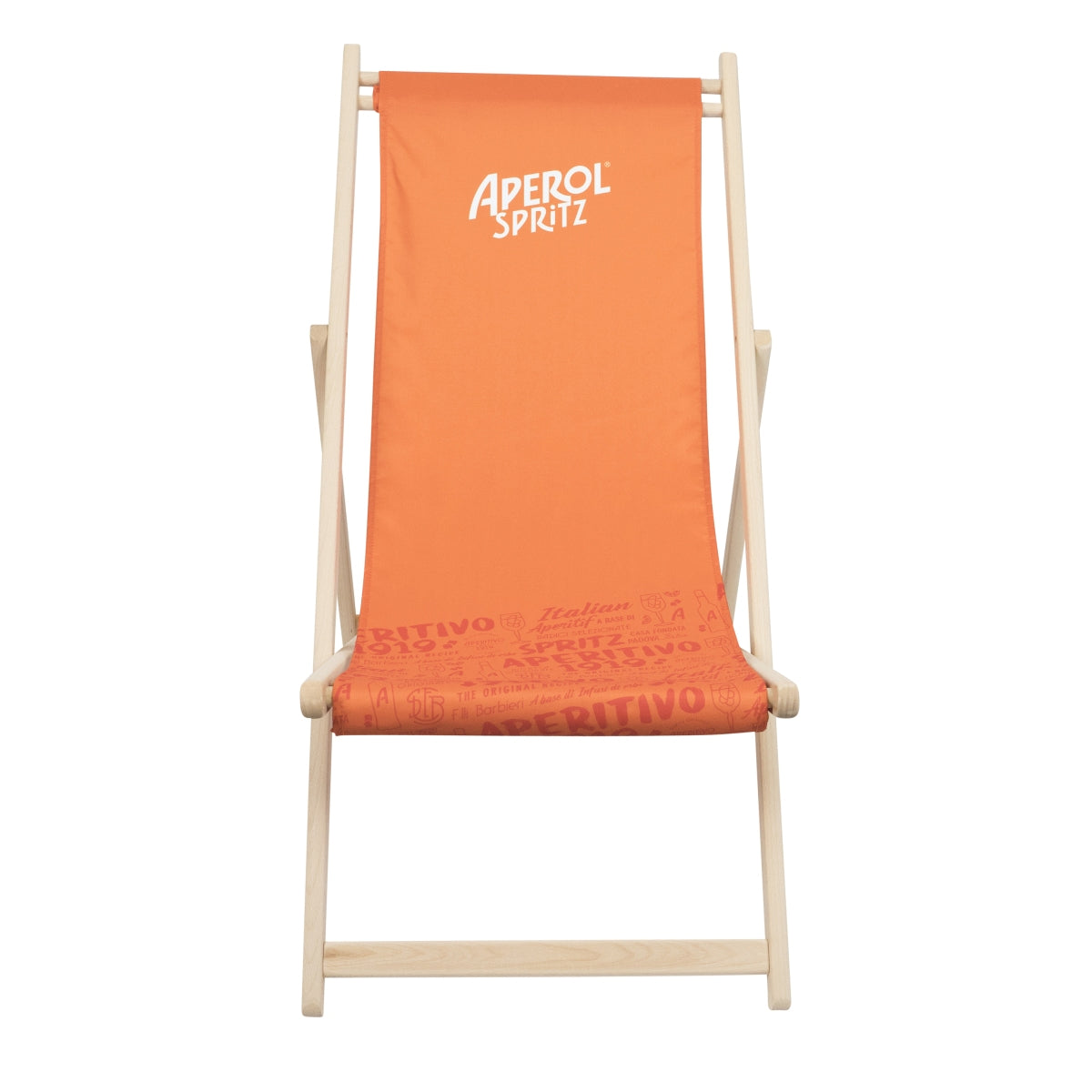 Aperol Spritz Liqueur Chaise longue Orange Structure en bois Inscription horizontale en haut – Vue 2
