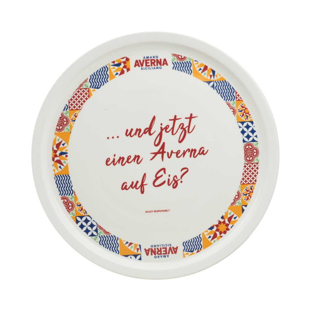 Averna Amaro Assiette Ø31cm Pizza Pasta Italie Porcelaine Mosaïque Gastronomie Glacier