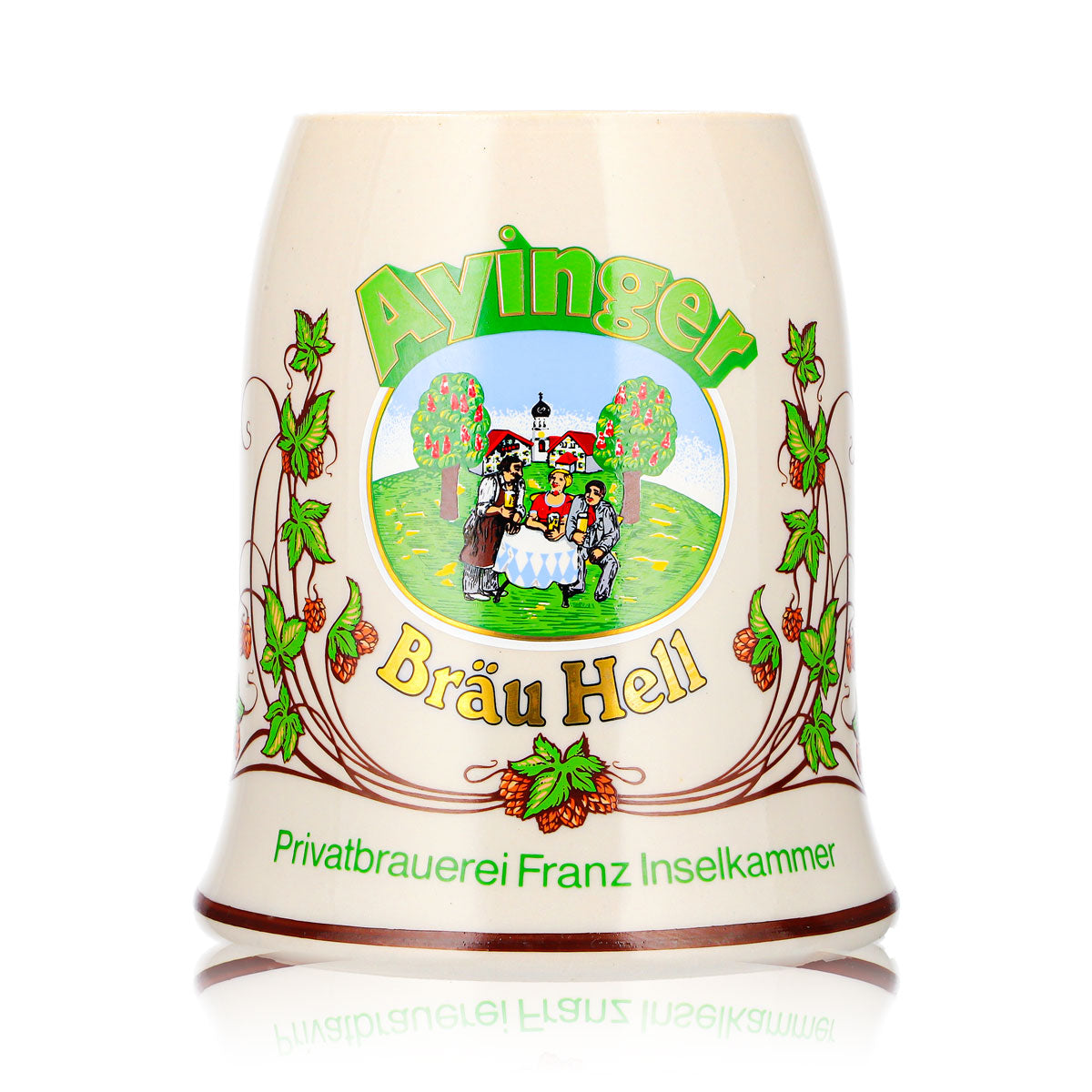 Verre à bière Ayinger, chope en terre cuite 0,5 l, Bräu Hell, brasserie artisanale Franz Inselkammer, terre cuite – Vue 2