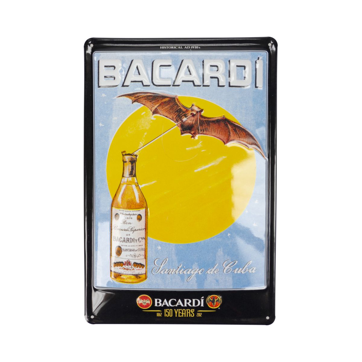 Bacardi plaque métallique décoration murale 30x20 cm Santiago de Cuba Merch publicité