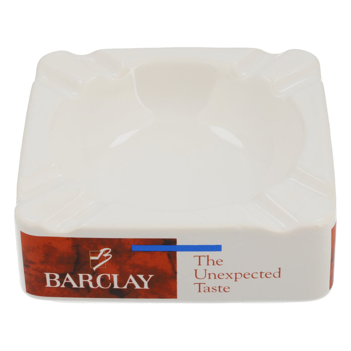 Cendrier Barclay Cendrier en céramique rétro années 80 blanc 13 x 13 cm