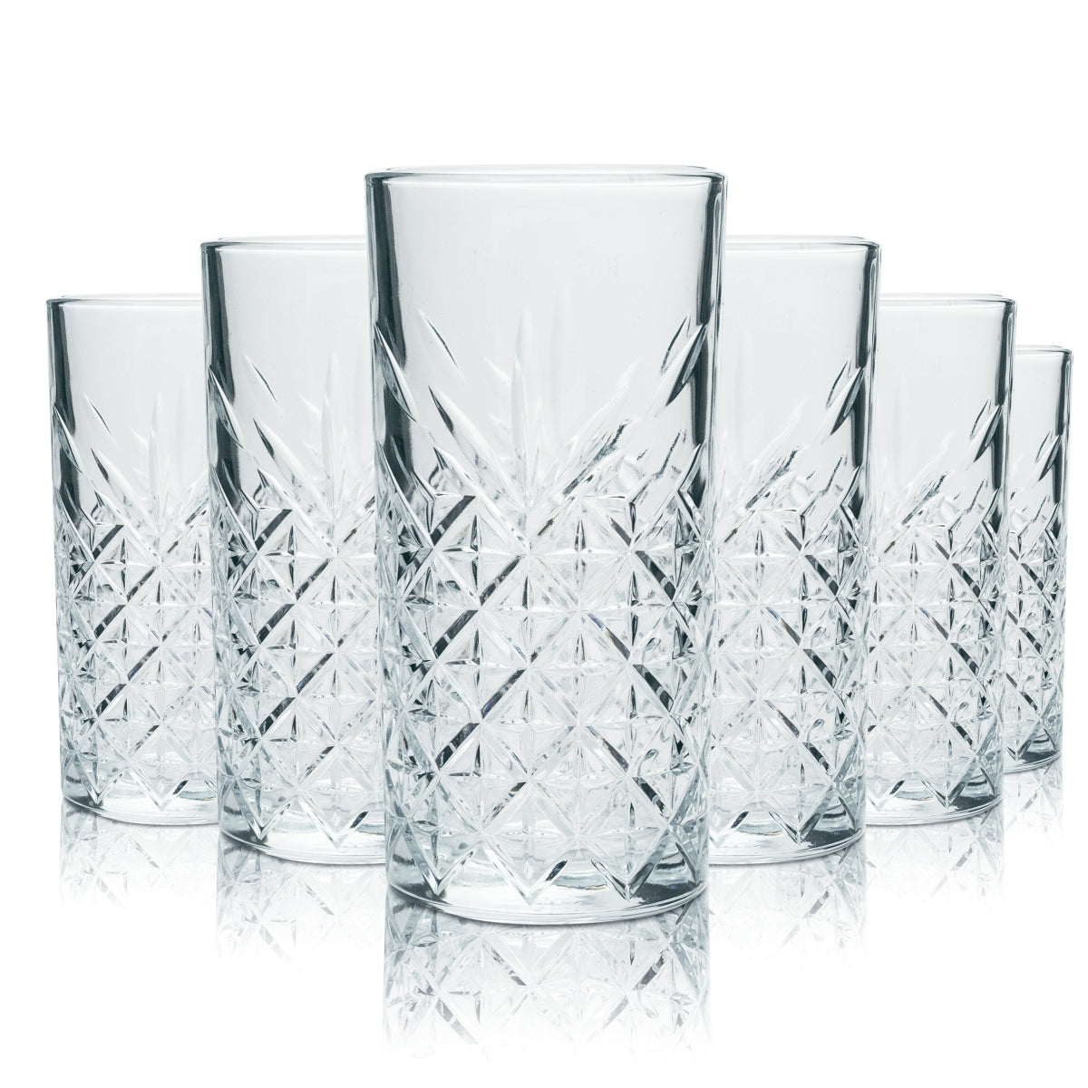 Lot de 6 verres à gin Bathtub Gin 0,4 l Verres à highball/long drink – Verre en relief robuste et élégant – Vue 2