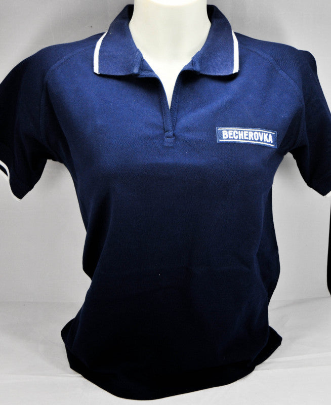 Becherovka Vodka Polo Shirt Chemise de serveur Vêtements Homme Taille S, bleu