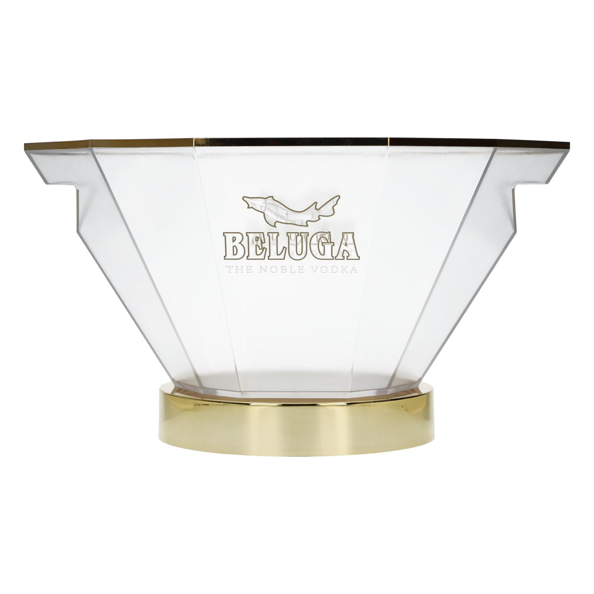 Refroidisseur de bouteille pour vodka Beluga avec LED et batterie rechargeable, doré/transparent – Accessoire de bar de luxe