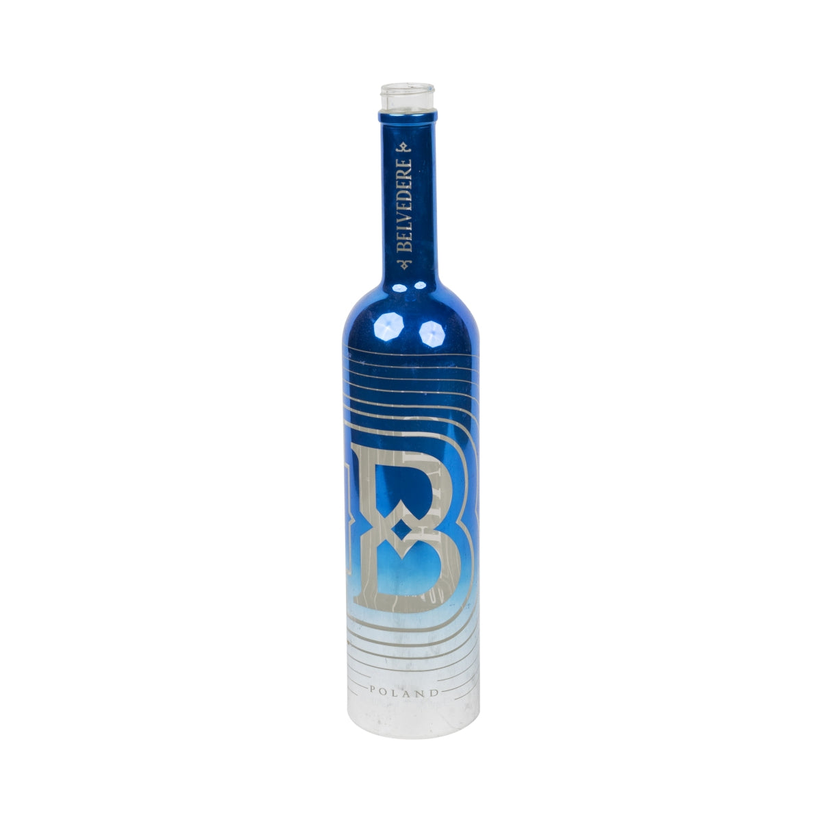 Bouteille de vodka Belvedere 1,75 l VIDE LED bleue édition « B » d'occasion pour bricolage lampe
