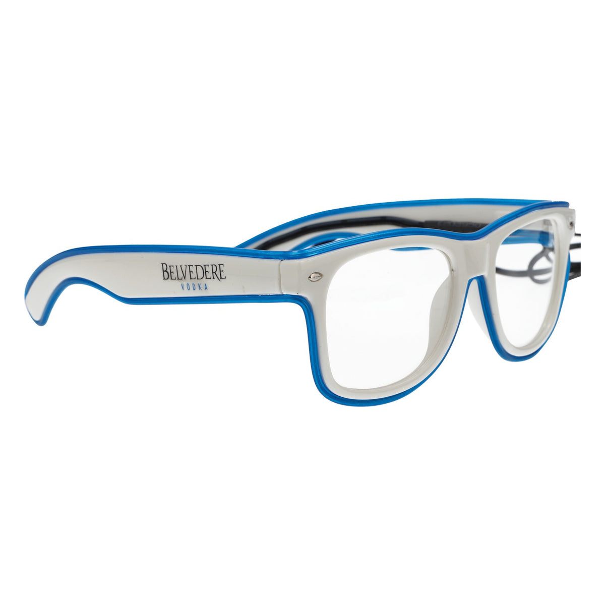 Lunettes Belvedere Vodka LED Lunettes de soleil Lunettes de fête Lunettes Mall Monture bleue