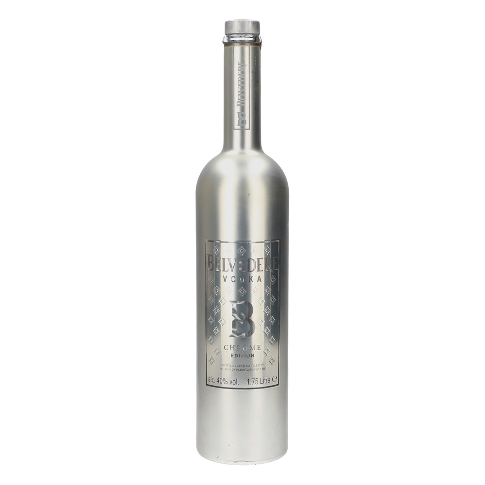 Bouteille de présentation Belvedere Vodka 1,75 l, bouteille vide « Chrome Edition » avec LED, d'occasion