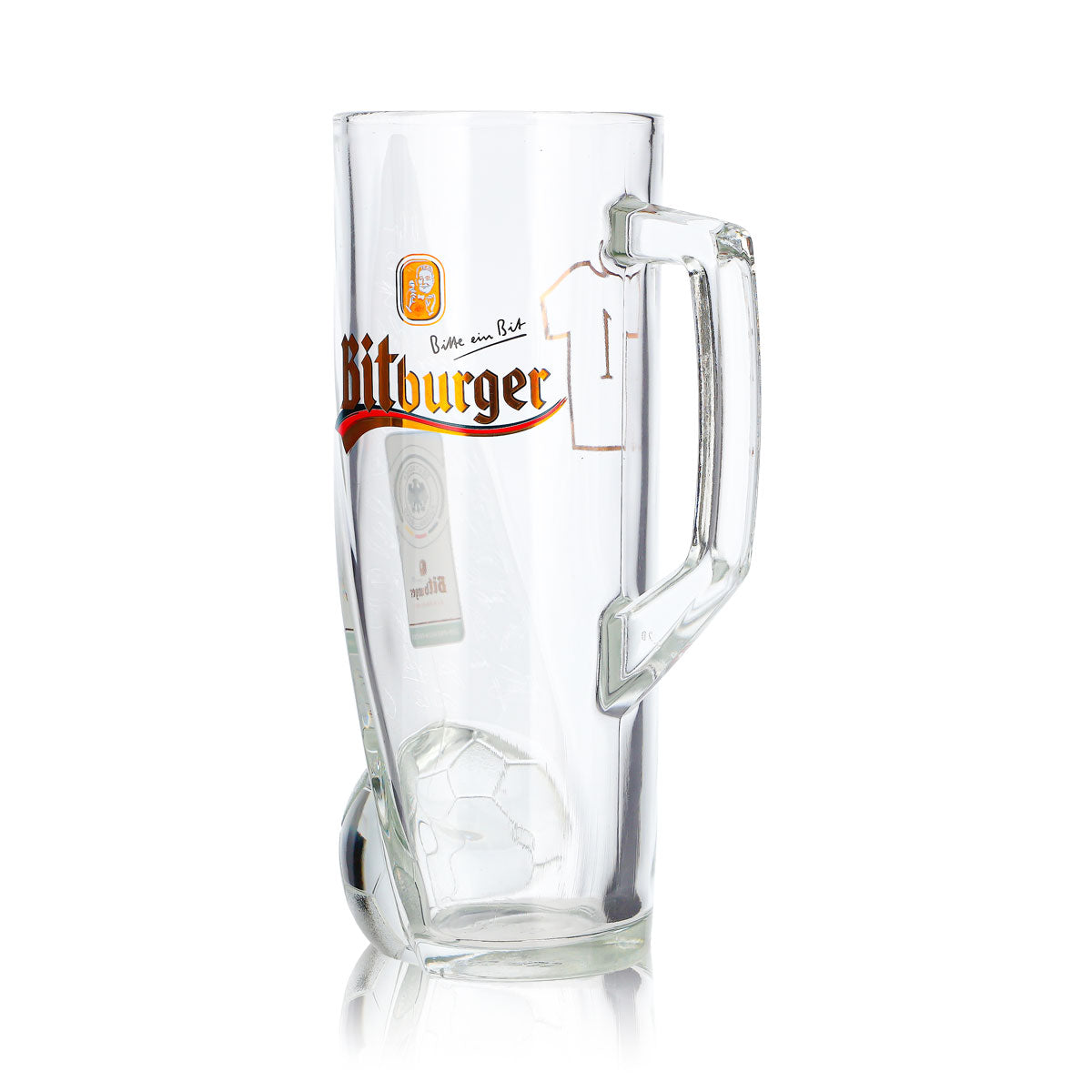 Verre à bière Bitburger 0,4 l, chope DFB Premium sans alcool, numéro de maillot 1 – Vue 6