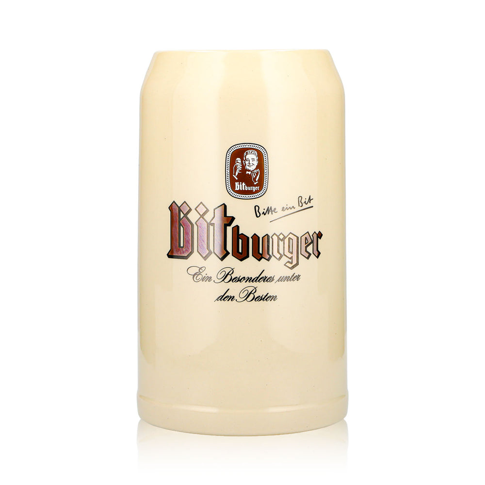 Chope de bière Bitburger XL 2 l en grès, verre, argile, Seidel