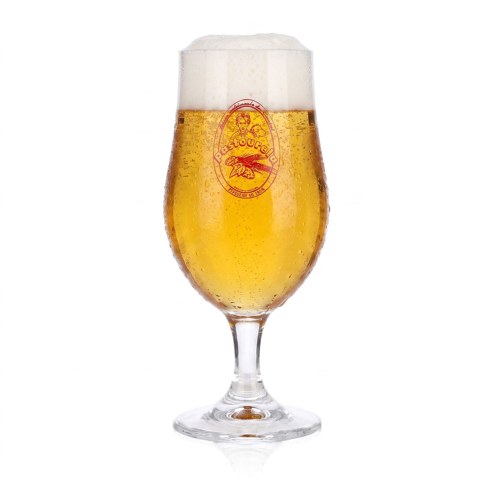 Verre à bière « Pastourela » rouge de la Brasserie de l'Ecir, 0,25 l, modèle « Cristal Glass Munique »