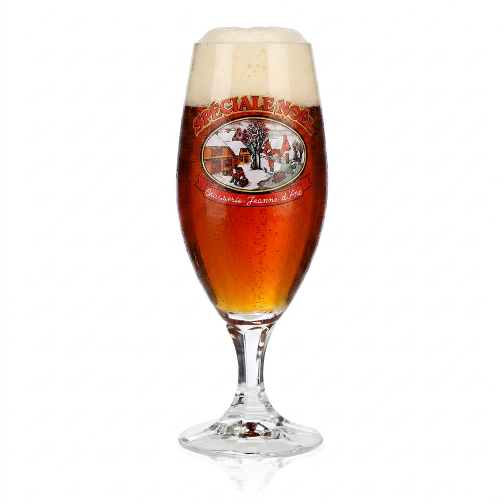 Verre à bière Brasserie Jeanne d'Arc, 0,25 l, modèle « Spéciale Noël », gradué, verre de collection