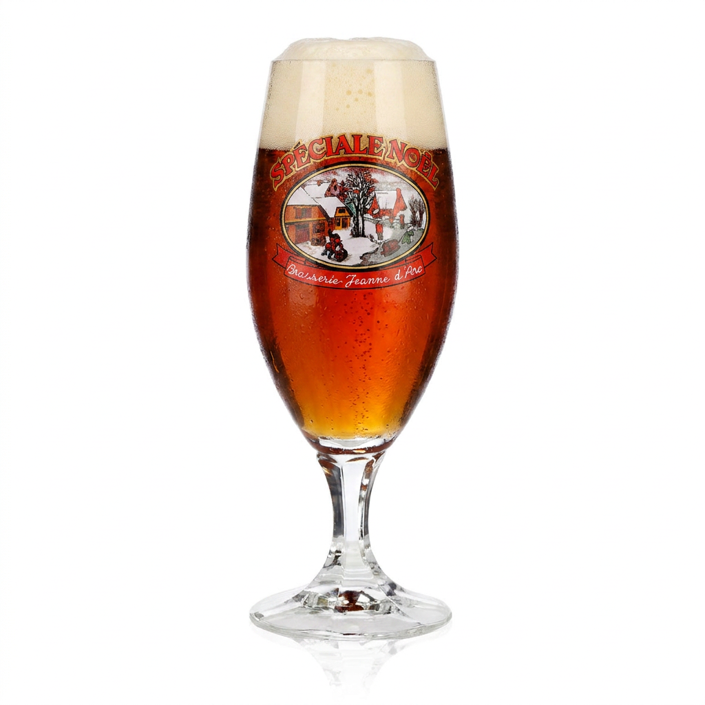 Verre à bière Brasserie Jeanne d'Arc, 0,25 l, modèle « Spéciale Noël », gradué, verre de collection