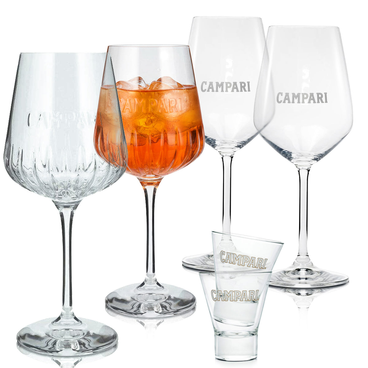 Ensemble Campari Liqueur Bar II composé de 2 verres à vin Amalfi / Milano et 2 verres à whisky