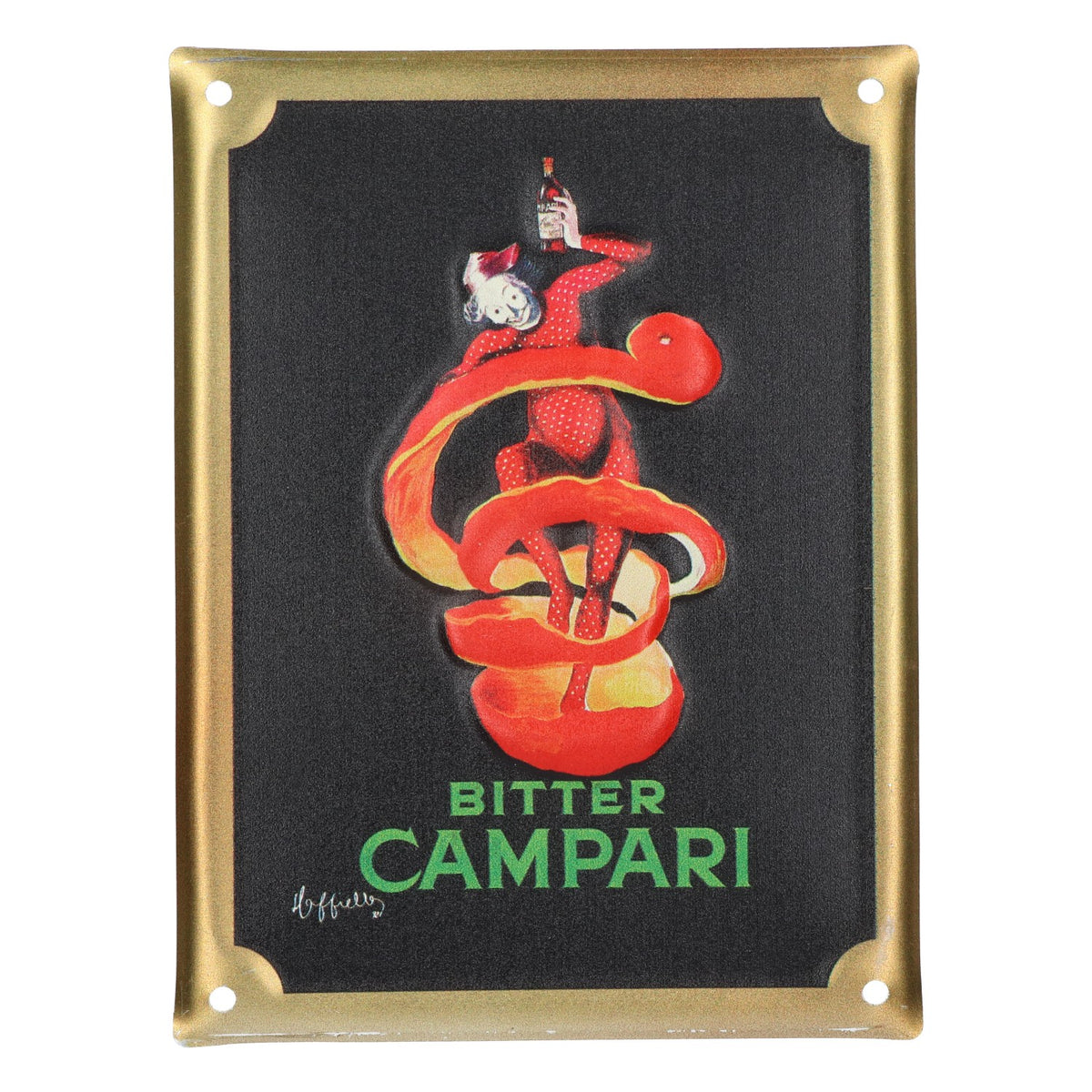 Campari Liqueur Plaque de tôle Décoration Plaque murale Publicité 20x15 cm Toile Utilisée