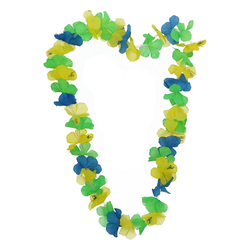 Collier Canario Rum, collier de fleurs style brésilien, jaune, vert, bleu, décoration de fête