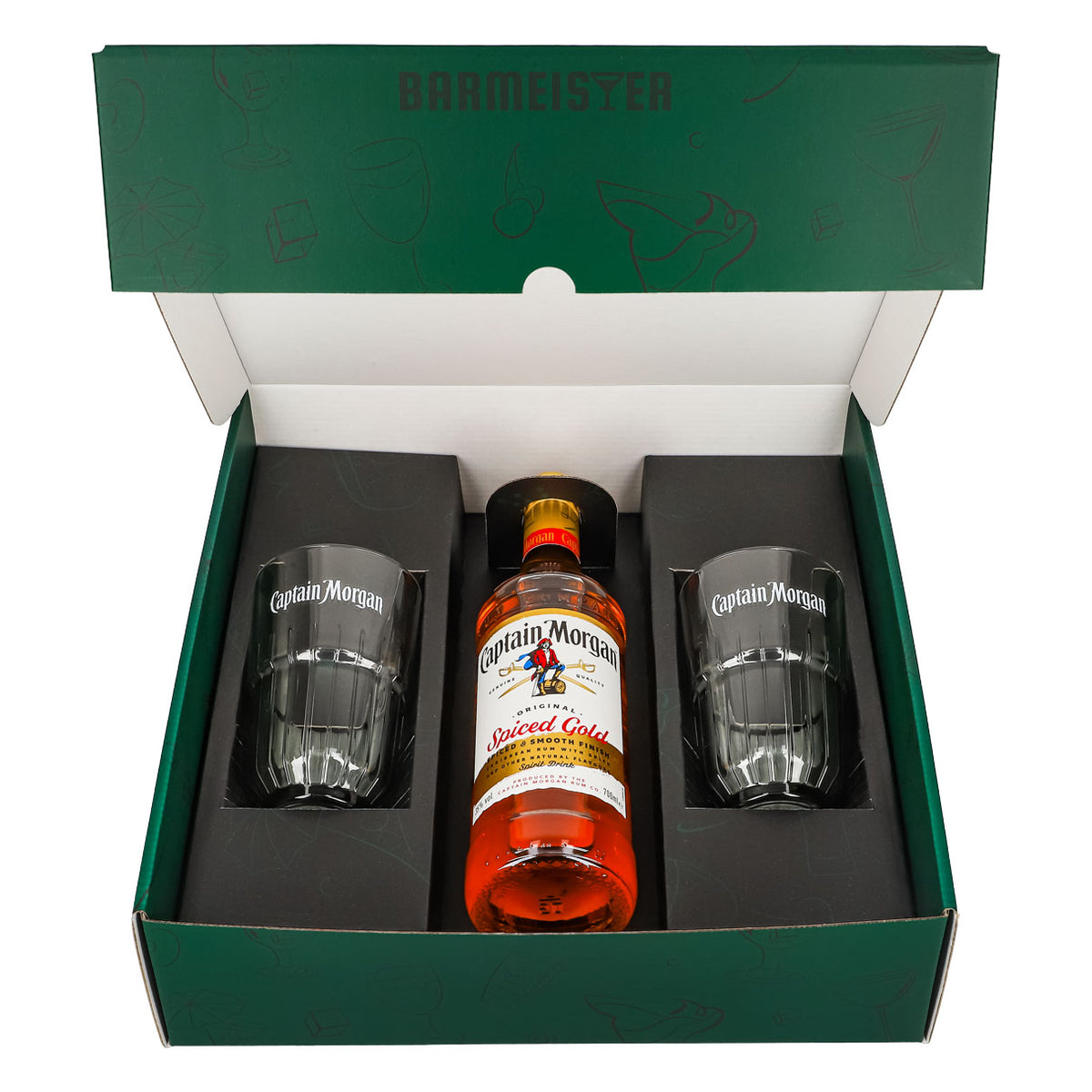 Coffrets cadeaux Captain Morgan vert Verre à long drink Relief – Vue 2