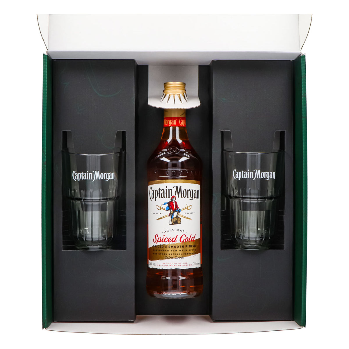 Coffrets cadeaux Captain Morgan vert Verre à long drink Relief – Vue 3
