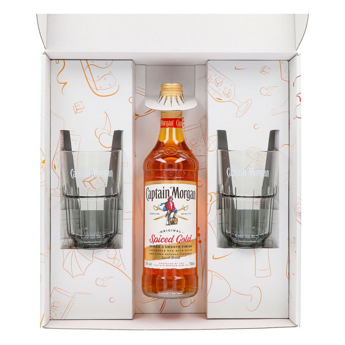 Coffrets cadeaux Captain Morgan blanc Verre à long drink Relief – Vue 3
