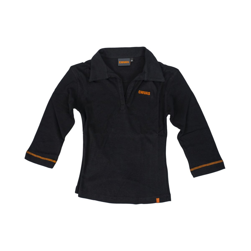 Chemise polo Chivas Regal Chemise girly Taille M Manches longues Noir Logo brodé