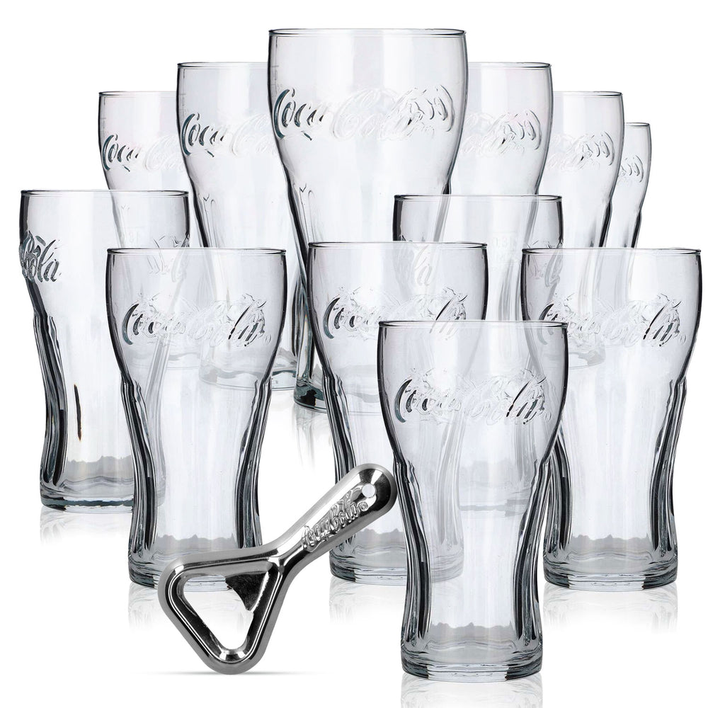 Coca Cola Bar Bundle Set II composé de 12 verres contour 0,3 l/0,4 l décapsuleur